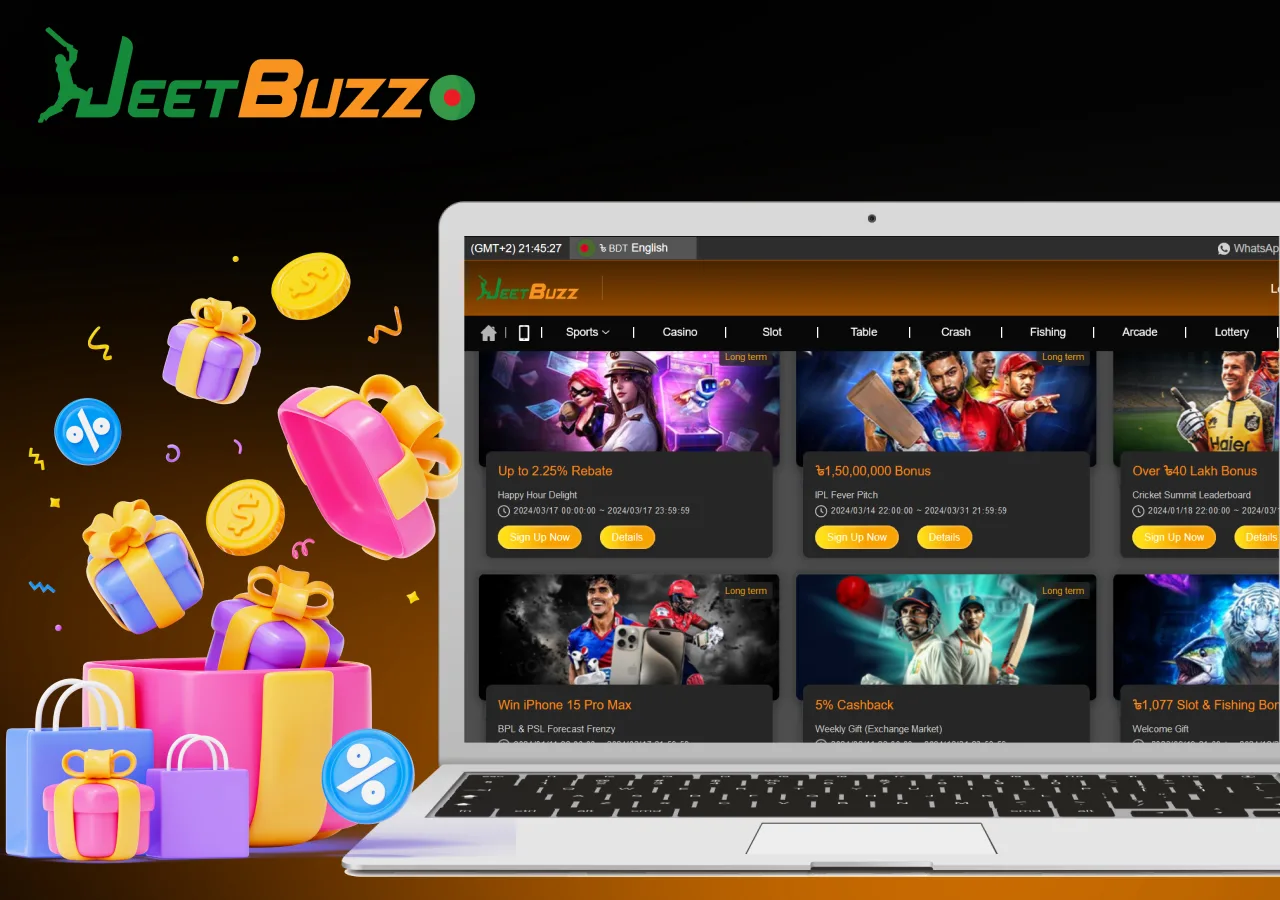 JeetBuzz bonus program includes casino bonuses and sports bonuses